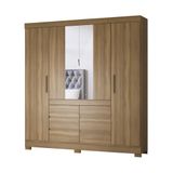 Guarda-roupas Casal 4 Portas 6 Gavetas E Espelhos Cr35192 Amêndola Amêndola
