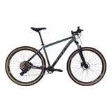 Bicicleta Aro 29 Gti Roma 12v Garfo Com Trava K7 11/50 Freios Hidráulicos Kit 1x12 Pneu Bege - Cinza/preto Tam.15