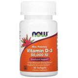 Vitamina D-3, 50.000 Ui, 50 Cápsulas Softgel, Now