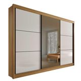 Guarda Roupa Casal 3 Portas Com Espelho 6 Gavetas 100% Mdf Los Angeles Cor:cinamomo Off