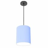 Luminária Pendente Md-4102 Cúpula Em Tecido Cor Azul-bebê Cor Da Canopla Canola Preta E Fio Preto