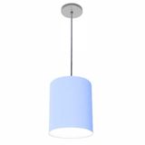 Luminária Pendente Md-4102 Cúpula Em Tecido Cor Azul-bebê Cor Da Canopla Cinza E Fio Transparente