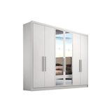 Guarda Roupa Casal 6 Portas E 8 Gavetas C- Espelho Rizon Plus Branco - Novo Horizonte