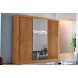 Guarda Roupa Casal 3 Portas De Correr E 4 Gavetas C- Espelho Veneza Naturale-naturale Ripado-flex