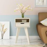 Mesa De Apoio Lateral Vip Com Gaveta E Nicho Off White