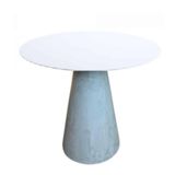 Mesa De Apoio Cone Cimento Queimado - Tampo Laqueado 70 Cm Altura 70 Cm Branco