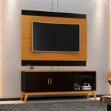 Rack Com Painel Para Tv Até 60&quot; Apolo 160cm Cor:preto E Cedro Preto E Cedro