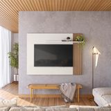 Painel Tv Demadero 1200 X 900 X 180 Off White Crist/ripado Madeira Off White Crist/ripado Madeira