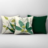 Kit Trio Capas De Almofadas Estampadas Em Veludo Suede 45cm X 45cm - Decoração Para Sala Cor Verde
