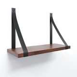 Prateleira Em Mdf Castanho 40x15cm Com Alça Cor Café