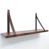 Prateleira Em Mdf Castanho 50x15cm Com Alça Cor Café