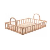 Bandeja Retangular Em Rattan Com Alça Nature 37x27cm Wolff