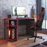 Mesa Computador Gamer 3875 Com Suporte Fone De Ouvido - Qmovi Cor Preto / Vermelho