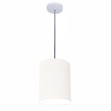 Luminária Pendente Md-4102 Cúpula Em Tecido Cor Branca Cor Da Canopla Branca E Fio Transparente