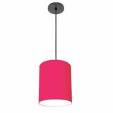 Luminária Pendente Md-4102 Cúpula Em Tecido Cor Pink Cor Da Canopla Canola Preta E Fio Preto