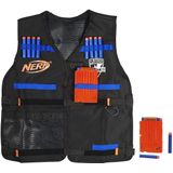A série oficial Nerf Tactical Vest N-Strike Elite inclui 2 clipes de seis dardos e 12 dardos oficiais da Elite Nerf para crianças, adolescentes e adul