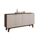 Buffet Delícia 4 Portas Lisas Pés Mdf Usinados Jcm Movelaria Café Off White