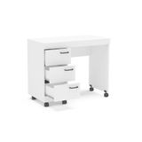 Mesa Osaka 90cm Com 3 Gavetas Com Rodízio Politorno Branco