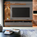 Painel Para Tvs 60 Trend Titanium E Naturalle Ripado Bechara