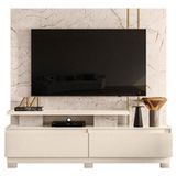 Estante Home Theater New Apolo Para Tv Até 75 Com Pés Cor Calacata Off White - Madetec Móveis