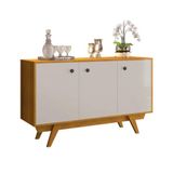 Buffet Harmonia 3 Portas Pés Madeira Maciça Jcm Movelaria Cinamomo Off White