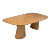 Mesa De Jantar Cone Orgânica Oval 137x90 Cm Com 2 Base Freijó Tampo Freijó