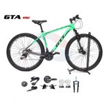 Bicicleta Aro 29 Gti Roma Kit 2x9 Gta Sunrun Freio Disco K7 11/36 Pedivela 24/38d Garfo Com Trava - Verde/cinza Tam.21