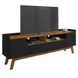 Rack Bancada Para Tv 70 Pol Pés Retrô 180cm Flora B02 Preto-naturalle