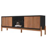 Rack Para Sala Bancada De Tv 72 Pol Ripado 184cm Tannen Buriti Off White Caemmun