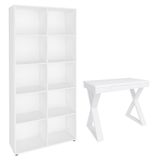 Mesa Escrivaninha 90cm Veneti E Estante Livreiro 90x187cm Lean A06 Branco - Mpozenato