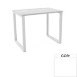 Mesa De Escritório Pé Tubular Pe25 Em Mdp 90 X 45 Cm Branca Com Base Branca