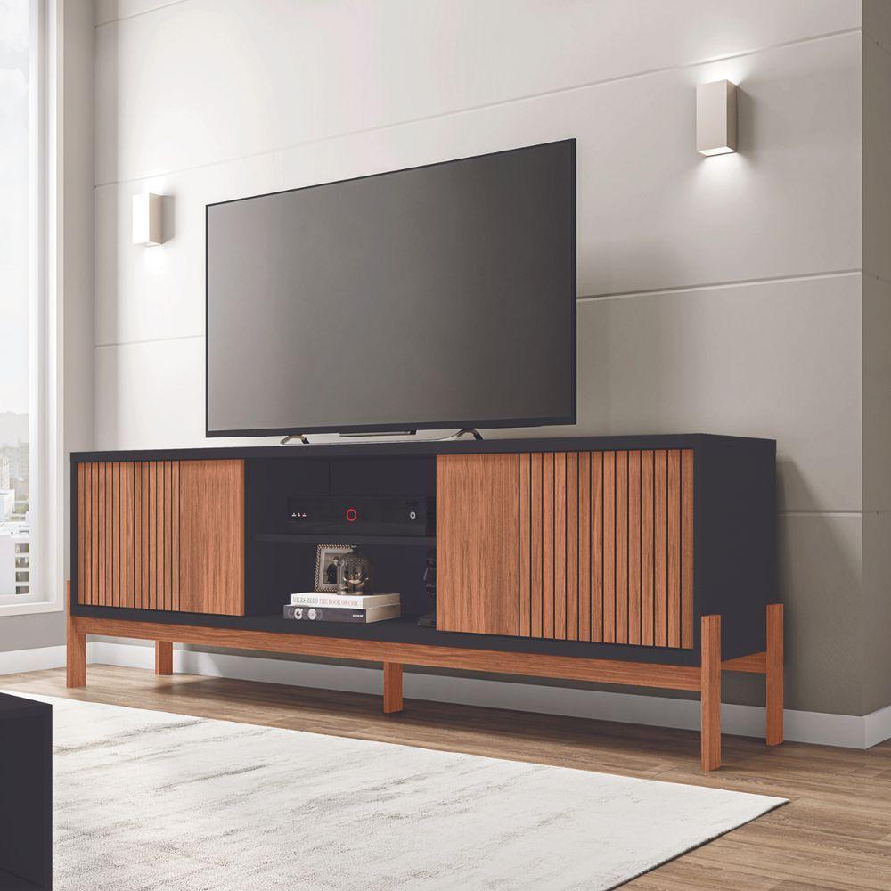 Rack Ripado Para Tvs 72 Polegadas Brighton Freijó Preto - Carrefour