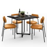 Mesa De Jantar Rivera Preto 90cm Com 04 Cadeiras Industrial Melina F01 Couríssimo Whisky - Lyam