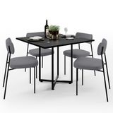 Mesa De Jantar Rivera Preto 90cm Com 04 Cadeiras Industrial Melina F01 Suede Cinza - Lyam