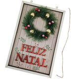 Quadro Natalino Feliz Natal Guirlanda Decorativo Com Bolinhas Enfeite Parede Porta Ornamento Advento Decoraçao Loja Casa Sala Quarto Hall