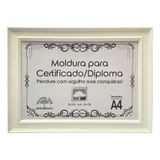 Moldura A4 Quadro Certificado Diploma Premium E Tela Acetato Titulos Moldura Branca