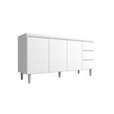 Balcão Gabinete Para Pia Andreia S-tampo 160cm 3 Portas 3 Gavetas Branco