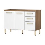 Balcão De Cozinha Gabinete Pia 120cm 3 Portas E Cr20237 Amêndola-branco