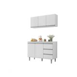 Balcão Gabinete Para Pia Andreia E Armário Aéreo Andreia 120 Cm Branco