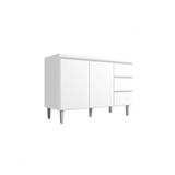 Balcão Gabinete Para Pia Andreia Sem Tampo 100cm 2 Portas 3 Gavetas Branco