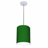 Luminária Pendente Md-4102 Cúpula Em Tecido Verde-folha Cor Da Canopla Branca E Fio Transparente