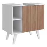 Gabinete Para Banheiro 01 Porta E 4 Nichos B86 Branco Montana Novam Branco Montana
