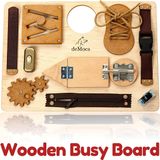 Montessori Busy Board for Toddlers - Brinquedos Sensoriais de Madeira para Crianças - Brinquedo de Viagem com Atividades Educacionais e Brinquedo de A