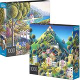 2-Pack de Quebra-Cabeças de Jigsaw de 1000 peças, para adultos, famílias e crianças de 8 anos ou mais, Daffodils e Hidden Village