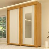 Guarda Roupa Casal 2 Portas De Correr Com Espelhos Flex Color 100% Mdf Yasamen Espresso Móveis Nature/off White