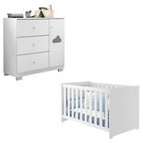 Quarto Infantil Berço Doce Sonho Com Cômoda Infantil Ane Cor Branco - Phoenix