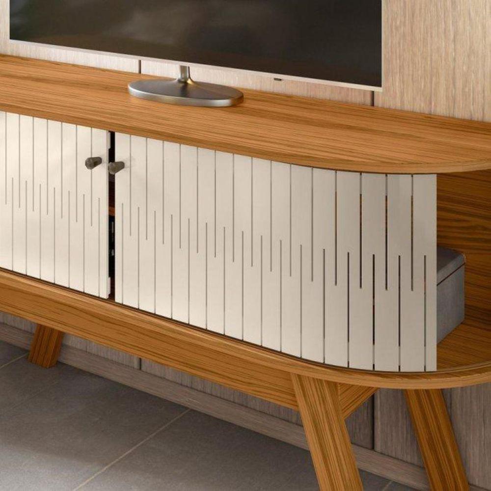 Rack Bancada Atlanta Para Tv 55 Polegadas Cor Cinamomo E Off White ...