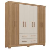 Guarda Roupa Itapema Quarto Com 8 Portas E 4 Gavetas Canelato+3d Canelato-off White