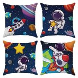 Kit Capas Almofadas Decorativa Astronauta N2 45x45 Id Decor