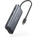 Anker USB C Hub, Adaptador USB C 8-em-1 PowerExpand, com Dual 4K HDMI, 100W Power Delivery, 1 Gbps Ethernet, 2 portas de dados USB 3.0, SD e leitor de